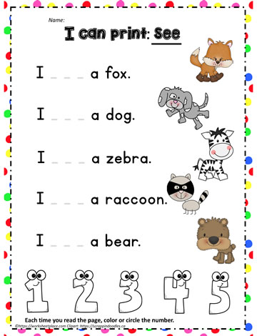 Print the sight word see
